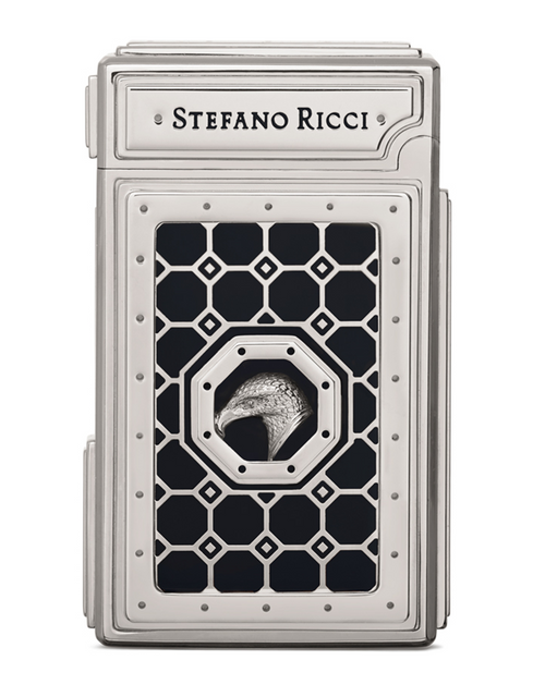 Stefano Ricci SR Dual Flame Lighter — Nail Polish Black / Palladium, Back
