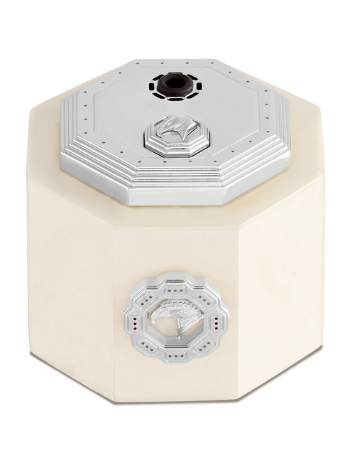 Stefano Ricci SR Table Lighter — Briar Root White / Palladium, Face