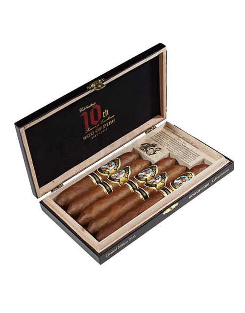 God of Fire Serie Aniversario 5-Cigar Assortment Box Open God of Fire Serie Aniversario 5-Cigar Assortment Box Open