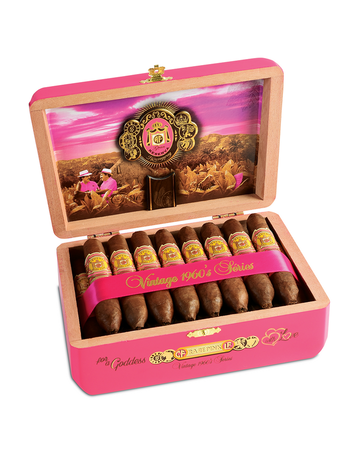 Arturo Fuente Rare Pink Vintage 1960s Series Short Story Box Open