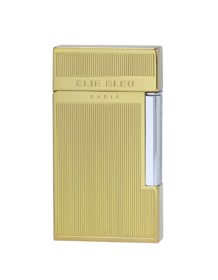 Elie Bleu J-14 Lighter Diamond Covered Jet Flame Brushed Gold Polished Silvertone Finish