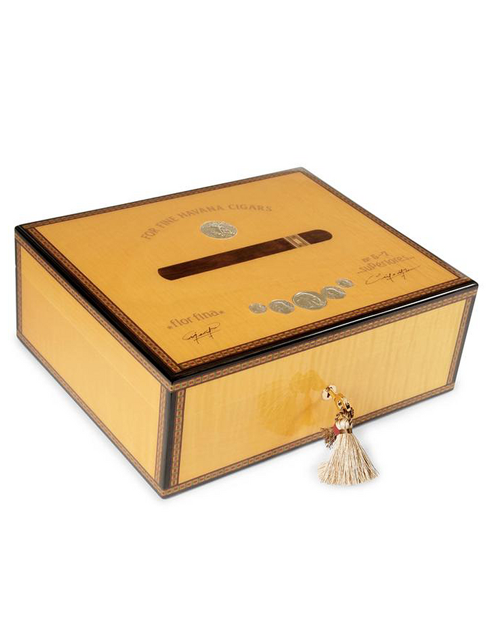 Elie Bleu Medals Wooden Humidor For 120 Cigars Yellow Sycamore