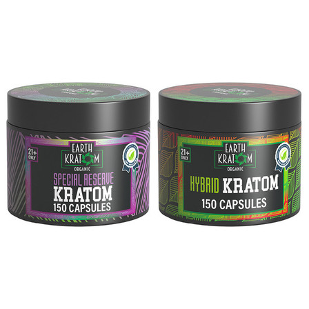 Earth Kratom Organic Premium Kratom Capsules Jar (150CT)