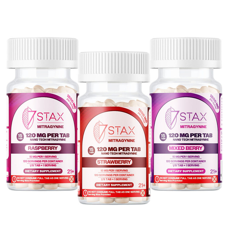 7STAX 120MG Next Generation Kratom Nano Tech Mitragynine Blend 15CT Tablets Jar (120MG)