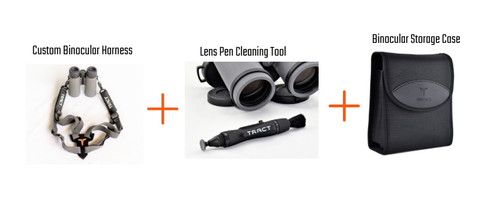 32mm binocular accessory kit with harness and LensPen