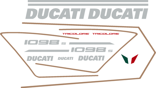 DUCATI 1098 TRICOLORE SET INCLUDING STRIPE DECALS