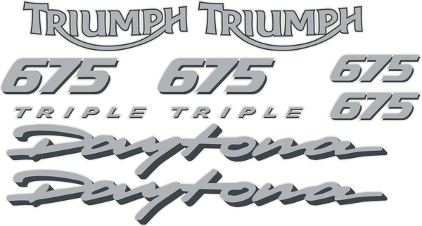 TRIUMPH DAYTONA 675 TRIPLE SILVER FULL DECAL STICKERS SET