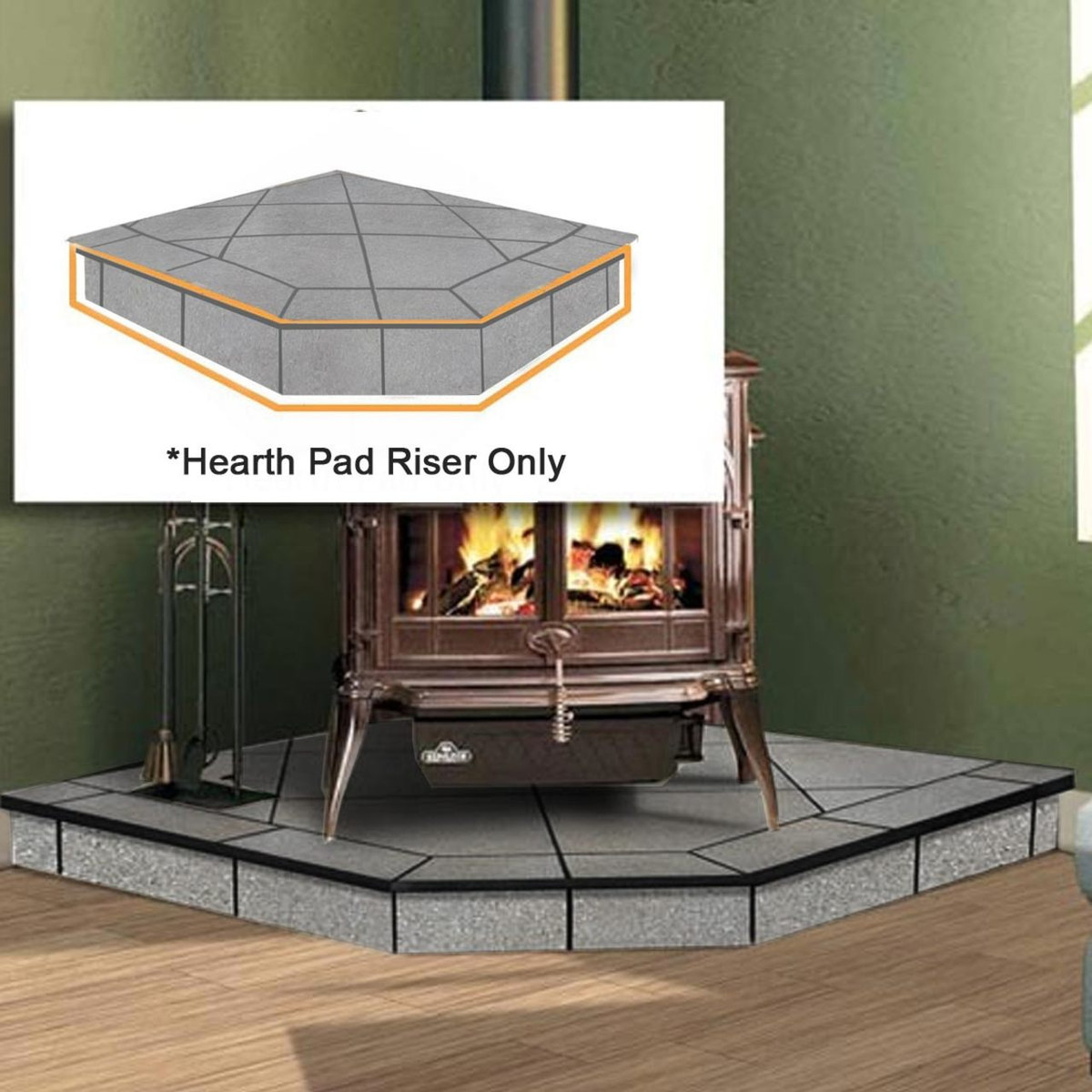 WoodEze 48 x 48 Single Cut Oak - 5 Hearth Board Riser