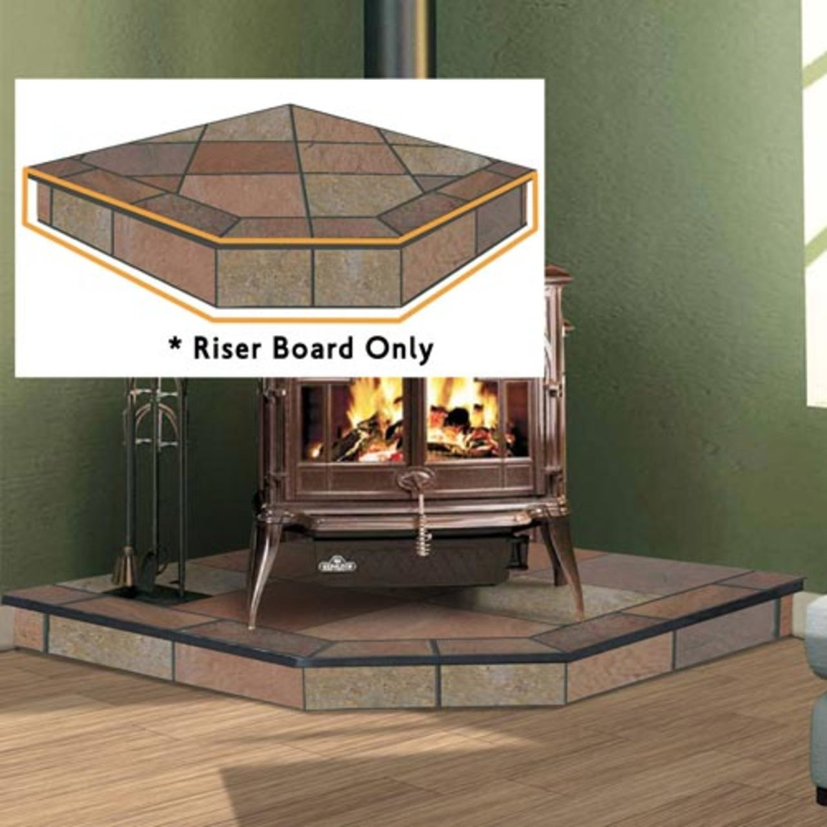 WoodEze Natural Bronze Slate Single Cut 48x48 Hearth Riser