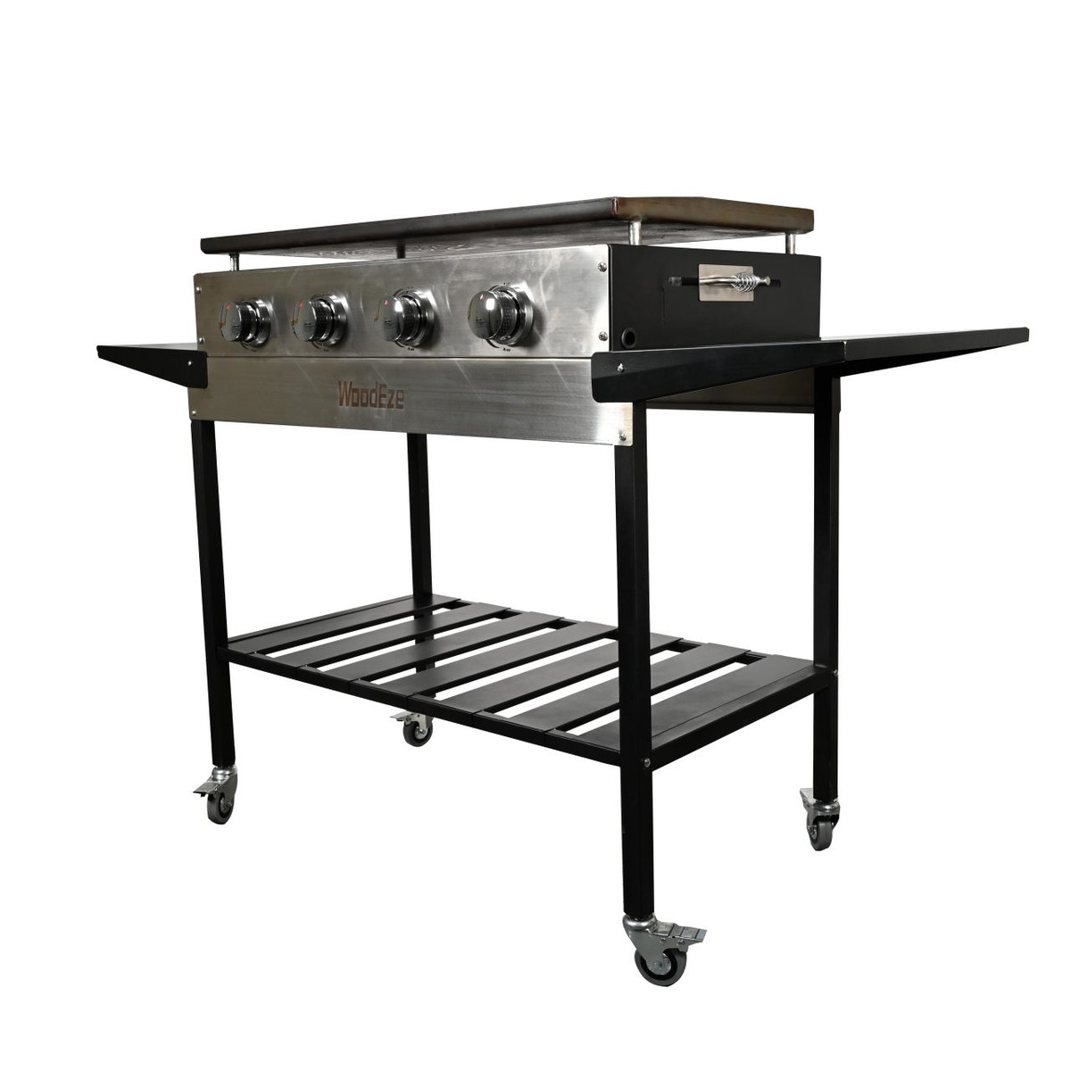 Griller's Choice Outdoor Griddle Grill Propane Flat Top - Hood Included, 4  Shelves and Large Flat Top