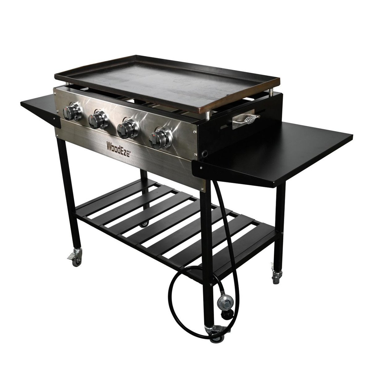 WoodEze 4-Burner Flat Top Griddle GAS Grill - Black and Stainless Steel