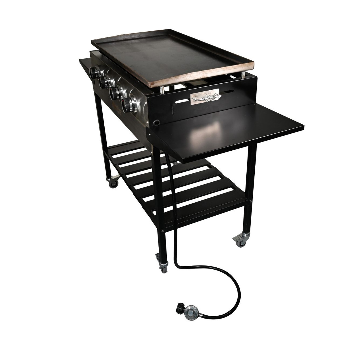 WoodEze 4-Burner Flat Top Griddle GAS Grill - Black and Stainless Steel