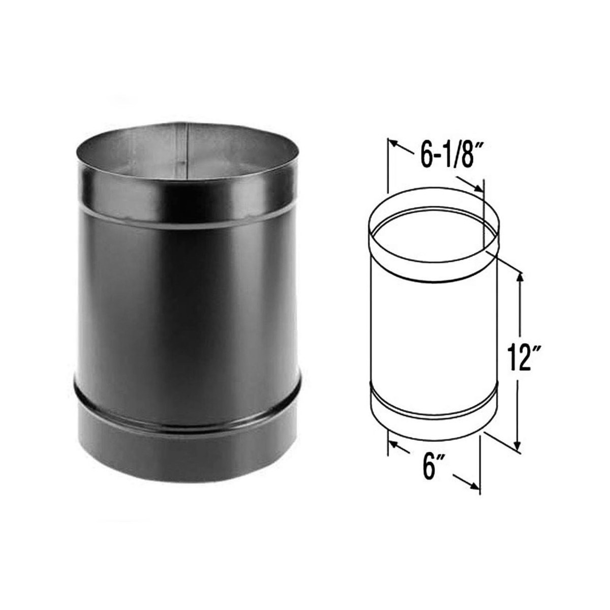 6 DuraBlack Stainless Steel Stove Pipe - Single Wall Pipe - Stove