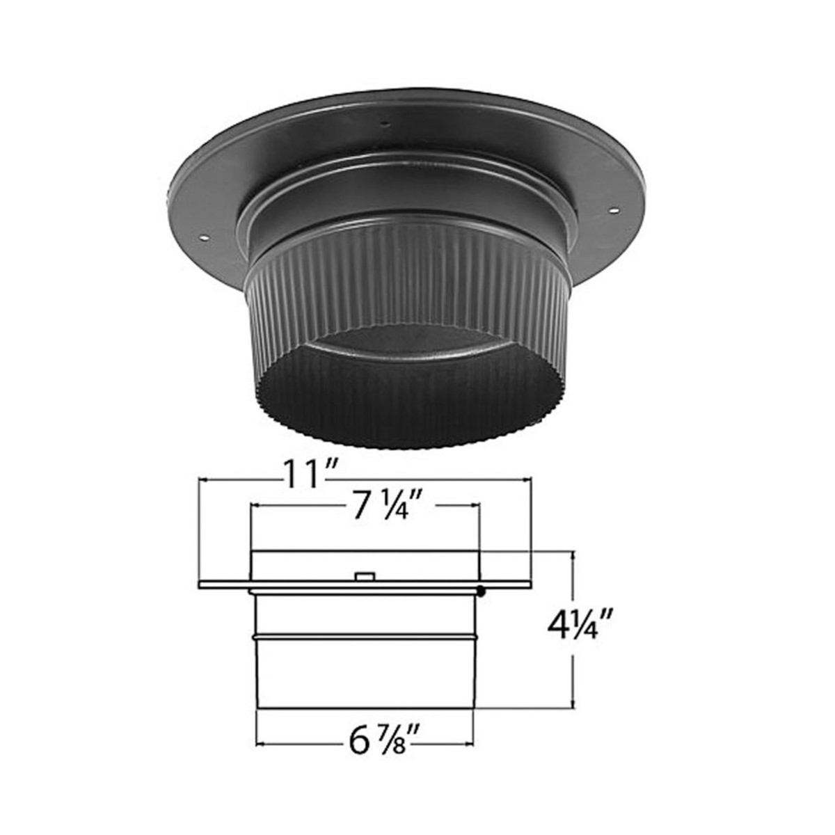 DuraVent 6DBK-ADSL DuraBlack Single Wall Snap Lock Chimney Connection  Adapter to Ceiling Support Box or Finishing Collar, 6 Inch Diameter