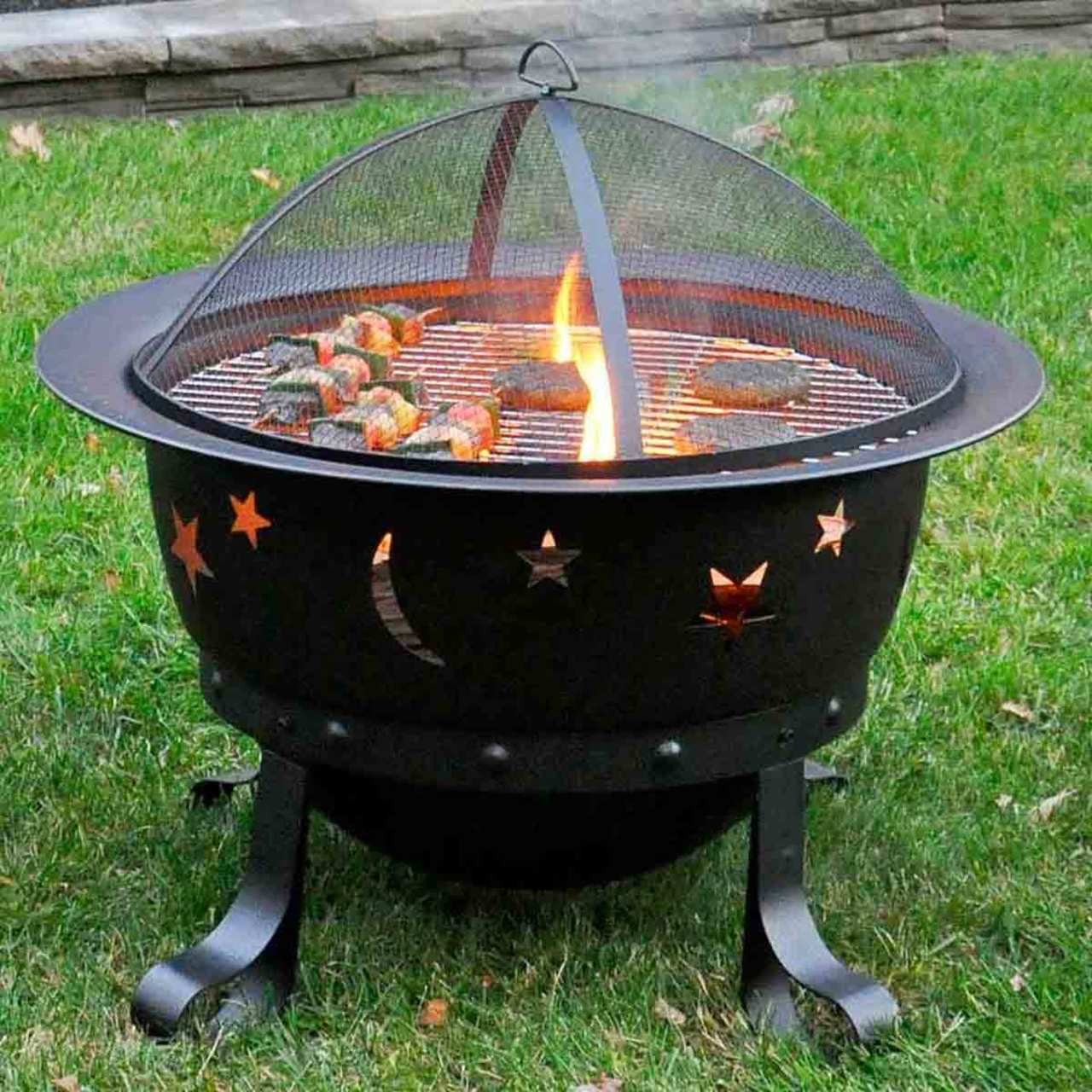 30 Deep Bronze Stars and Moons Firepit