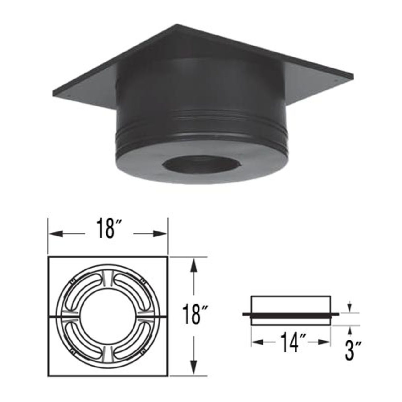 DuraVent 6DBK-ADSL DuraBlack Single Wall Snap Lock Chimney Connection  Adapter to Ceiling Support Box or Finishing Collar, 6 Inch Diameter