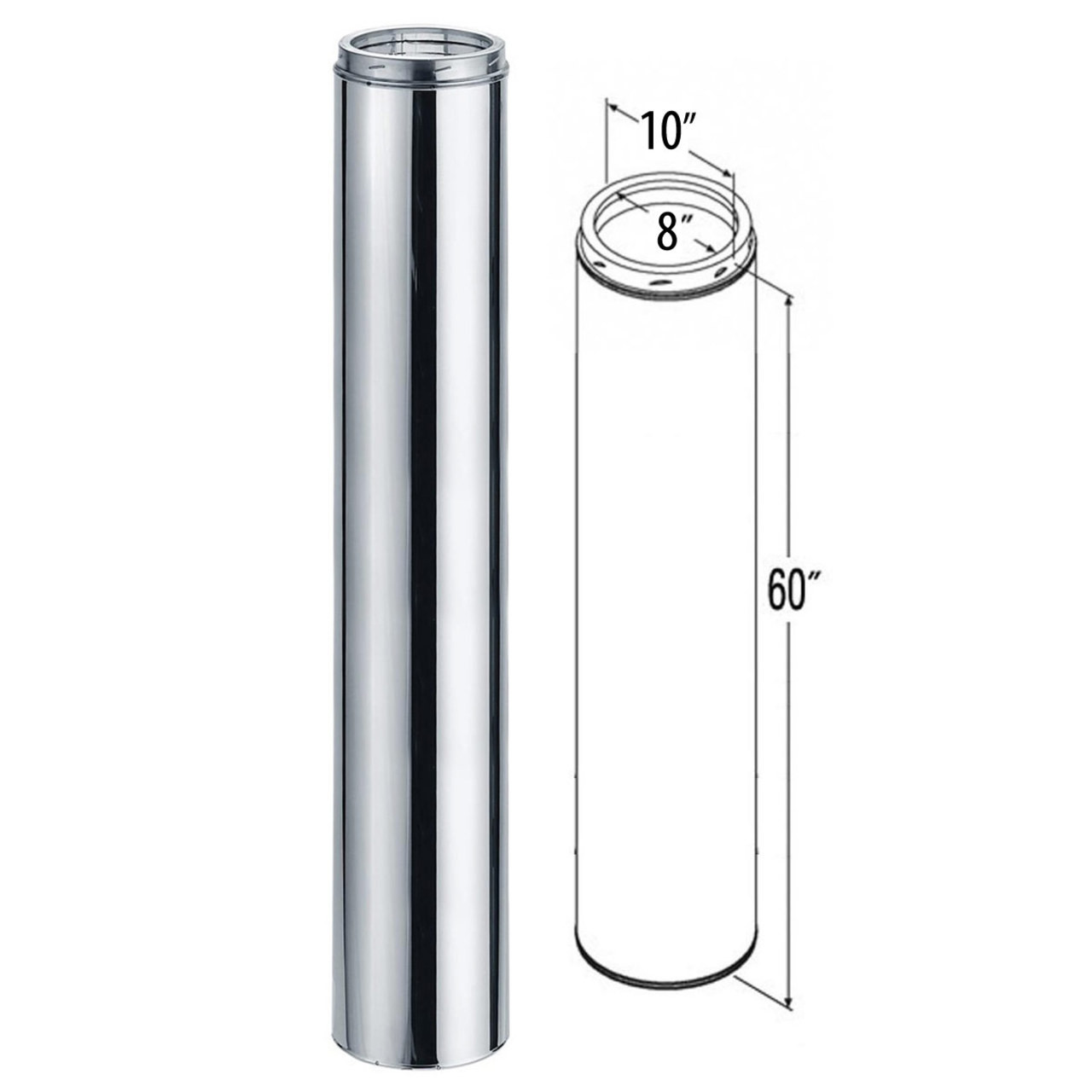 8'' x 60'' DuraTech Stainless Steel Chimney Pipe - 9609CF