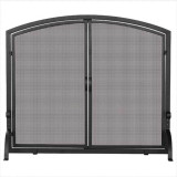 Large Single Panel Black Wrought Iron Screen with Doors
