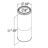 Diagram of adjustable chimney pipe 8 Inch x 11 - 20 Inches