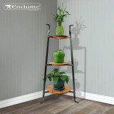 Enclume 3-Tier Designer Stand w/ Alder Shelves - Hammered Steel