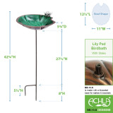 12.5" Lilypad Birdbath with Stake - Green