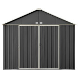 EZEE Extra High Gable - Galvanized Steel 10' x 8' Storage Shed - Charcoal/Cream