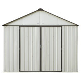 EZEE Extra High Gable - Galvanized Steel 10' x 8' Storage Shed - Cream/Charcoal