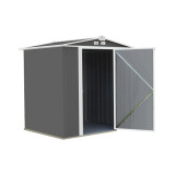 EZEE Low Gable - Galvanized Steel 6' x 5' Storage Shed - Charcoal/Cream