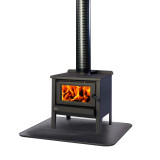 Stove hearths, floor plates, stands and heat shields