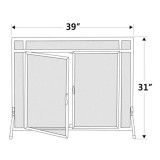 Diagram with measurements for Pilgrim Forged Iron Door Screen - Black