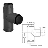 4" PelletVent Pro Adapter Tee with Clean-Out Tee Cap - Black - 4PVP-TADB