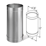 6" x 12" DuraBlack Stainless Steel Single-Wall Stove Pipe - 6DBK-12SS