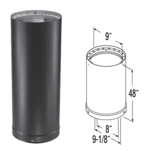 DuraVent 8 x 48 DuraBlack Stainless Steel Single-Wall Pipe - 8DBK-48SS