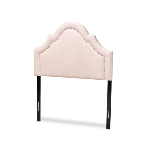 Baxton Studio Rita Modern and Contemporary Light Pink Velvet Fabric  Upholstered Headboard 