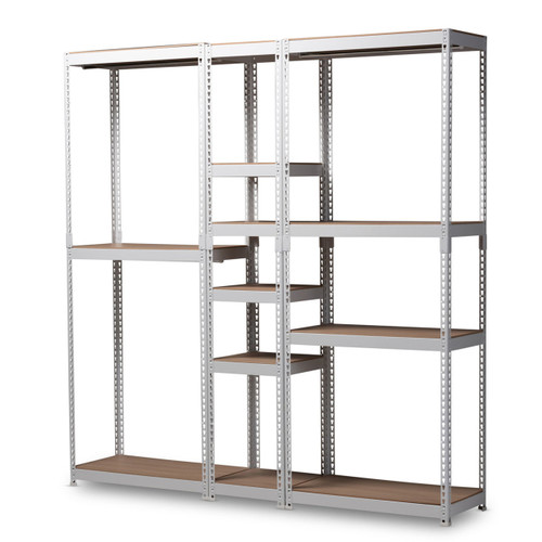 Baxton Studio Metal 3 Shelf Free Standing Closet Storage Organizer