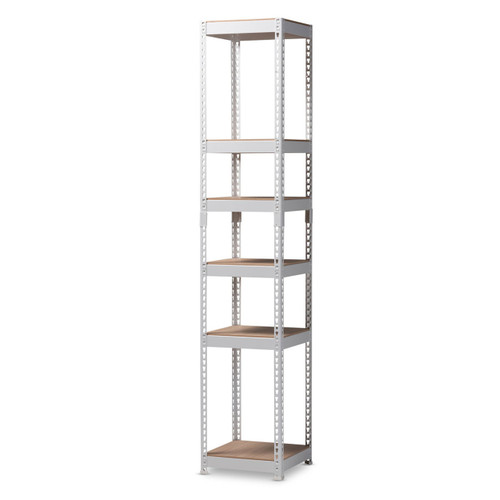 Baxton Studio Gavin White Metal 7 Shelves Closet Storage Racking