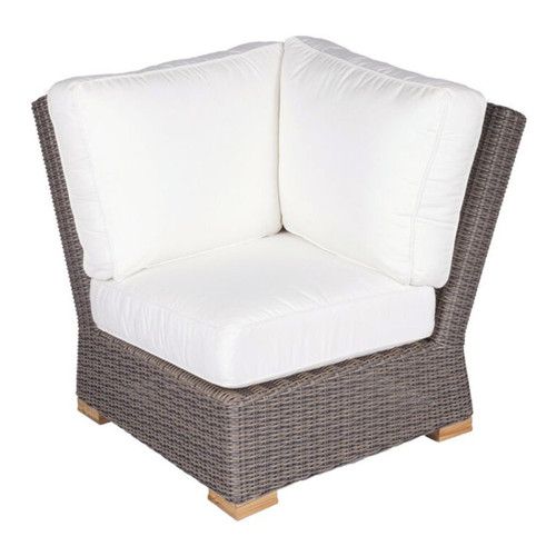 White Sanibel Wicker Corner Sectional w/ Cushions
