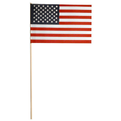 Super Tough US Stick flag 8" x 12" Economy - Wood Stick - No Spear Tip