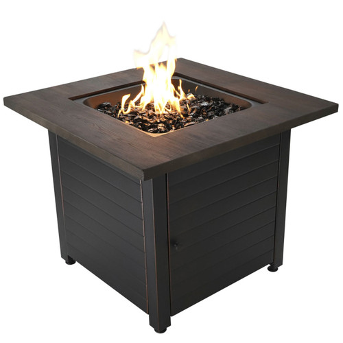 The Spencer - 30" LP Gas Outdoor Fire Pit w/ Printed Resin Mantel - Brown