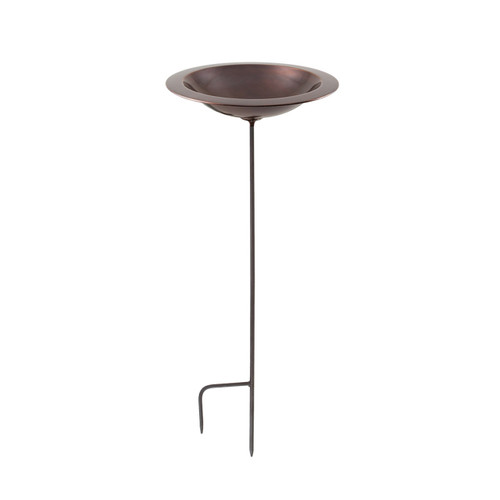 12.75" Classic Birdbath in Brass and Antique Copper with Stake