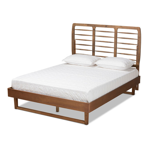 Baxton Studio Lucie Modern and Contemporary Walnut Brown Finished Wood Queen Size Platform Bed