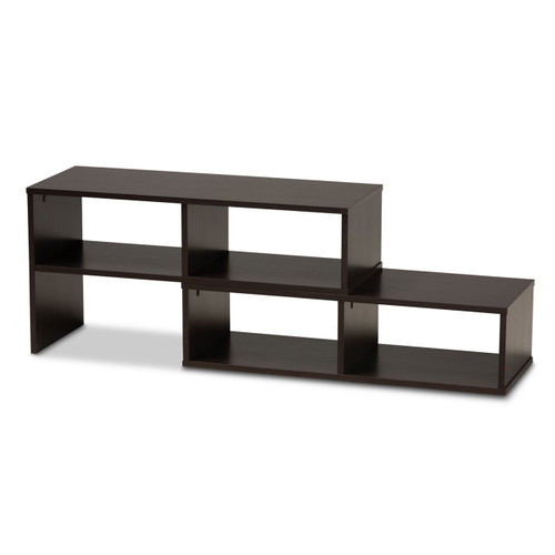 Baxton Studio Andor Modern and Contemporary  Brown Finished Adjustable 2-Piece Wood TV Stand