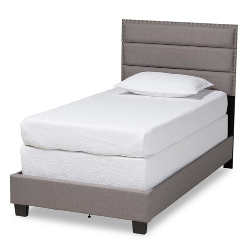 Baxton Studio Ansa Modern and Contemporary Grey Fabric Upholstered Twin Size Bed