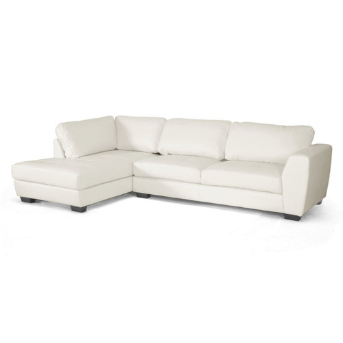 Baxton Studio Orland White Leather Modern Sectional Sofa Set with Left Facing Chaise