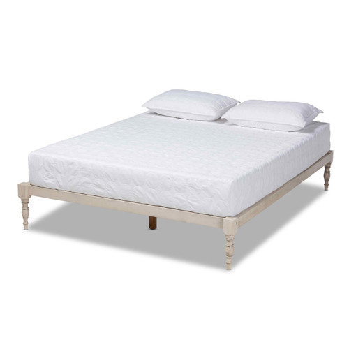 Baxton Studio Iseline Modern and Contemporary Antique White Finished Wood King Size Platform Bed Frame