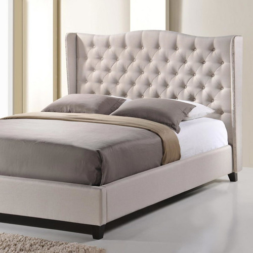 Colchester Light Beige Linen Modern Platform Bed Full Size