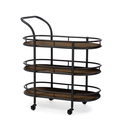 Baxton Studio Bristol Metal and Wood Mobile Serving Cart