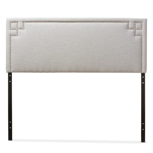 Baxton Studio Geneva Modern and Contemporary Grayish Beige Fabric Upholstered Full Size Headboard