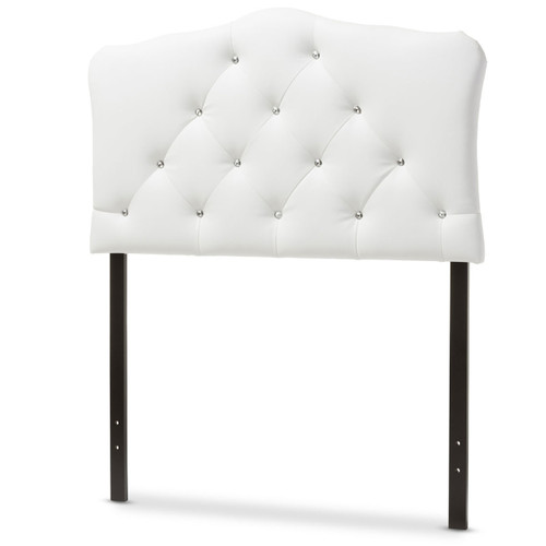 Baxton Studio Rita Modern and Contemporary White Faux Leather Upholstered Button-Tufted  Twin Size Headboard