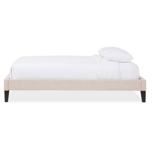 Baxton Studio Lancashire Modern and Contemporary Beige Linen Fabric Upholstered Full Size Bed Frame with Tapered Legs